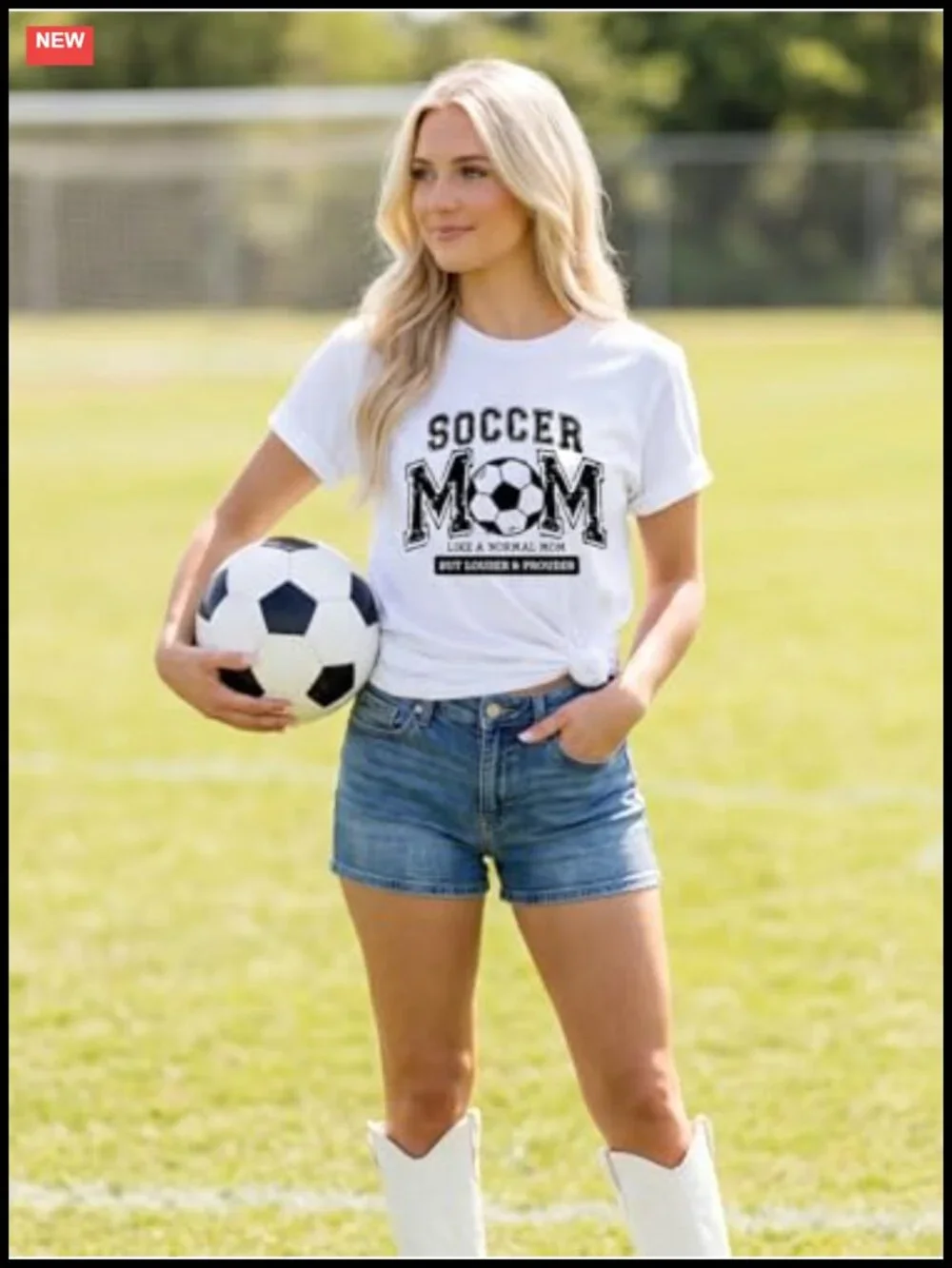 Soccer Mom Graphic Tee Premium Cotton Blend Crew Neck Short Sleeve Red